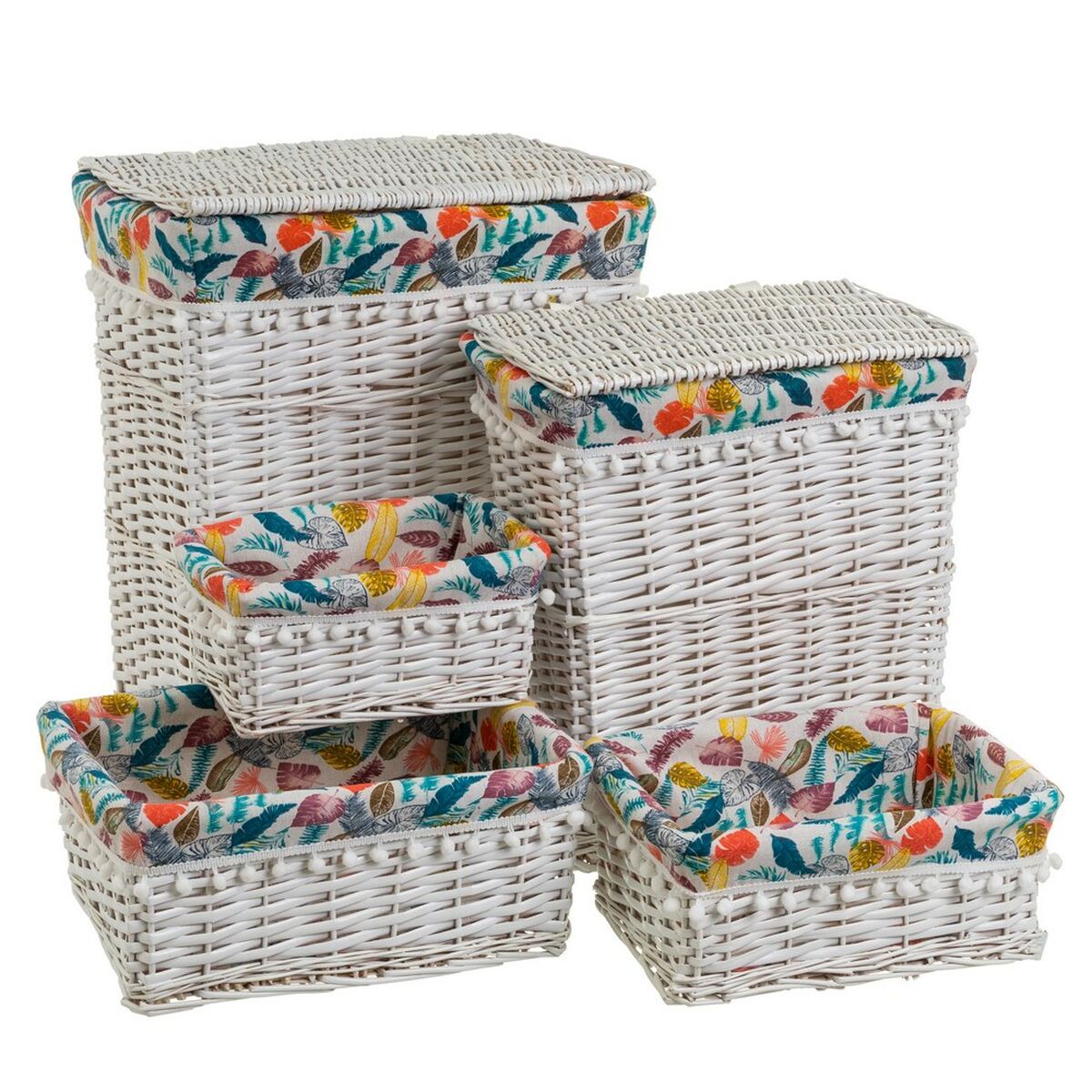 Cesto da Roupa Branco vime 47 x 35 x 55 cm