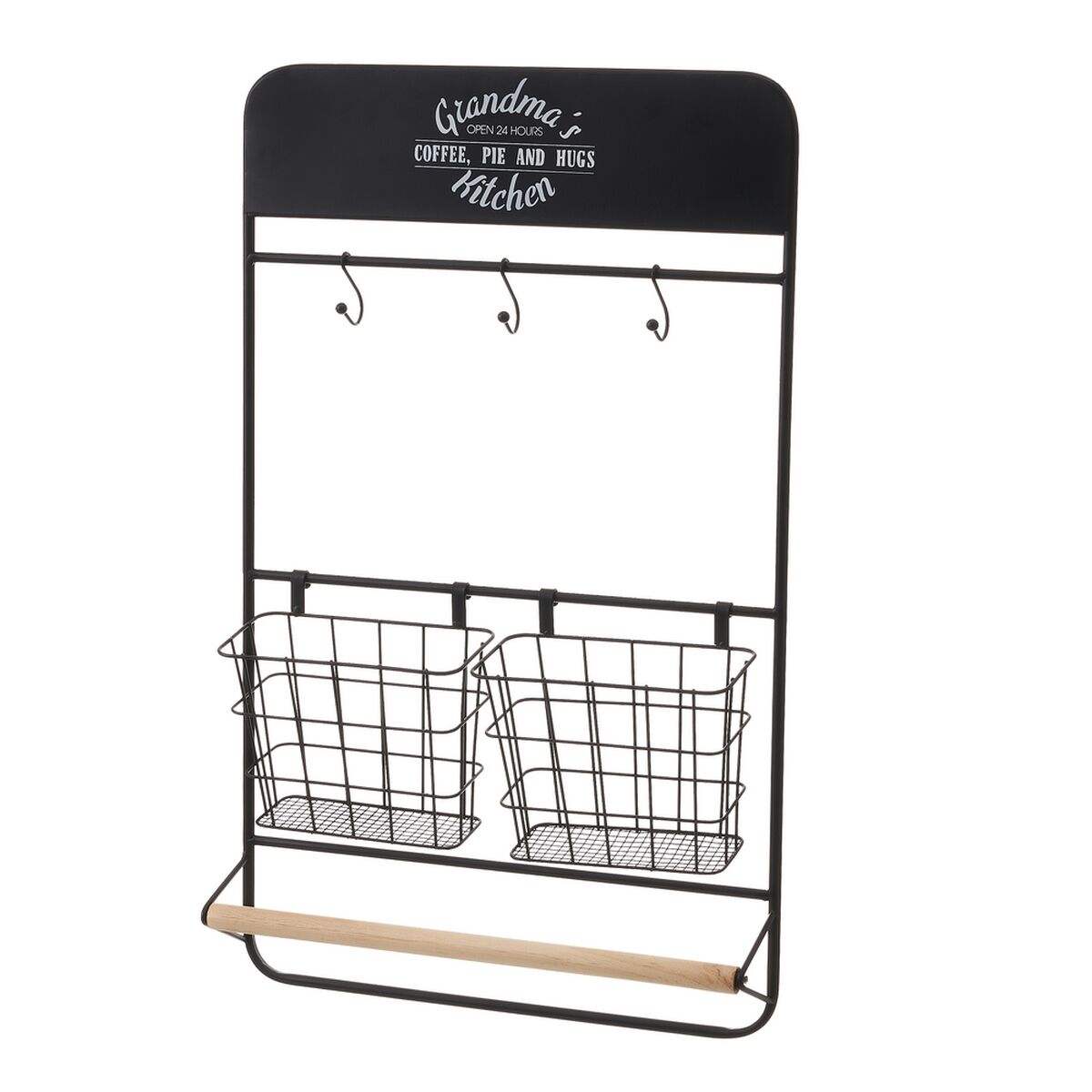 Porta-Rolos de Cozinha Preto Natural Ferro 38 x 7,5 x 61 cm