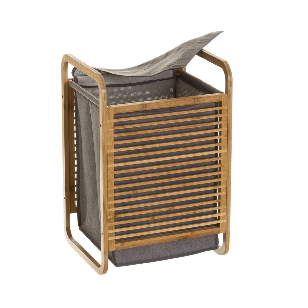 Cesto de Roupa Suja Cinzento Natural Bambu 41 x 35 x 61 cm