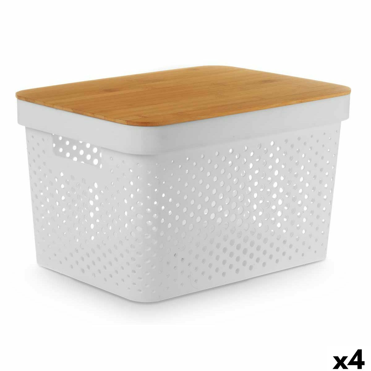 Caixa Multiusos Kinvara Branco Castanho Bambu Polipropileno (4 Unidades)