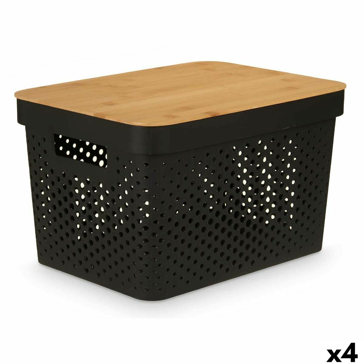 Caixa Multiusos Kinvara Castanho Preto Bambu Polipropileno (4 Unidades)