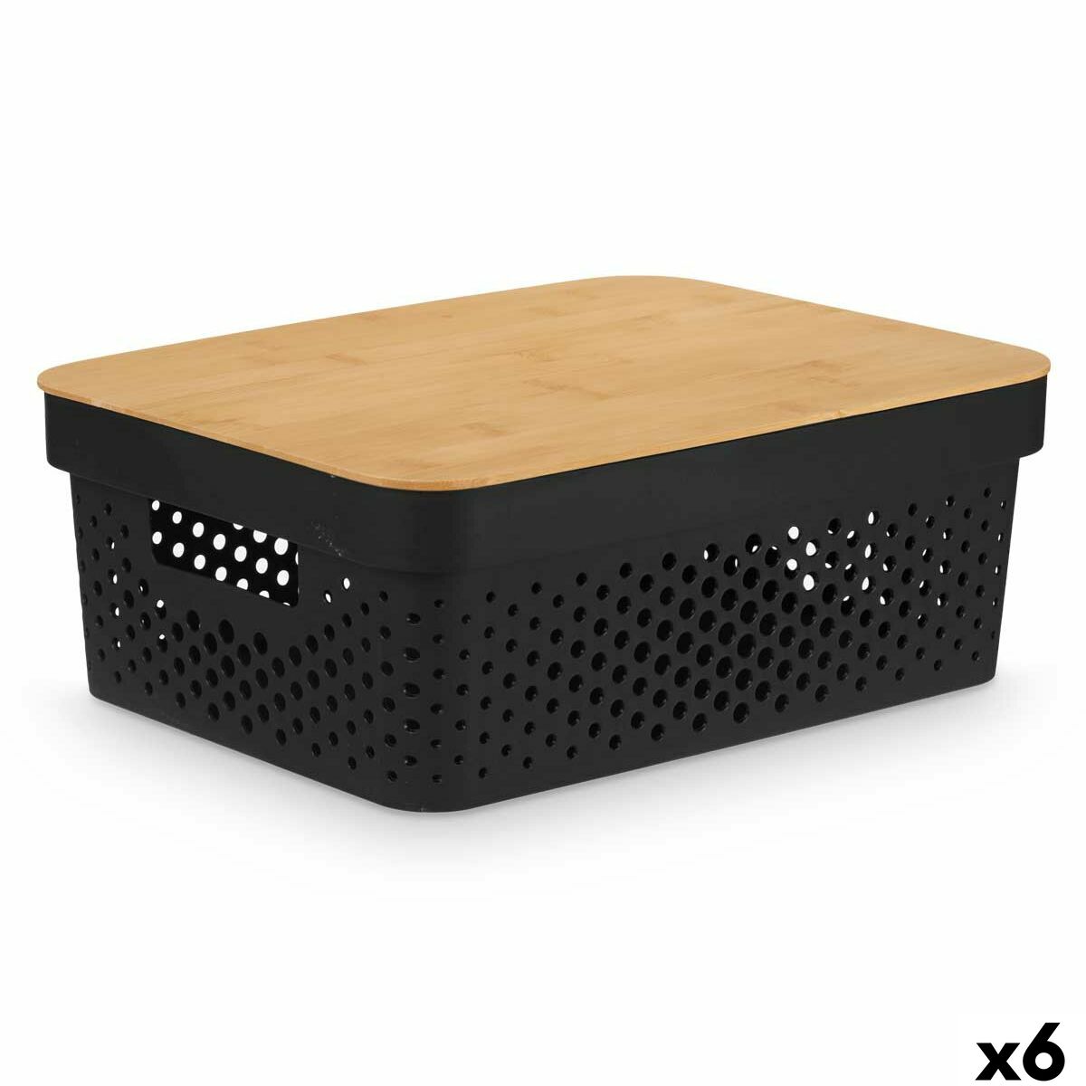 Caixa Multiusos Kinvara Castanho Preto Bambu Polipropileno (6 Unidades)