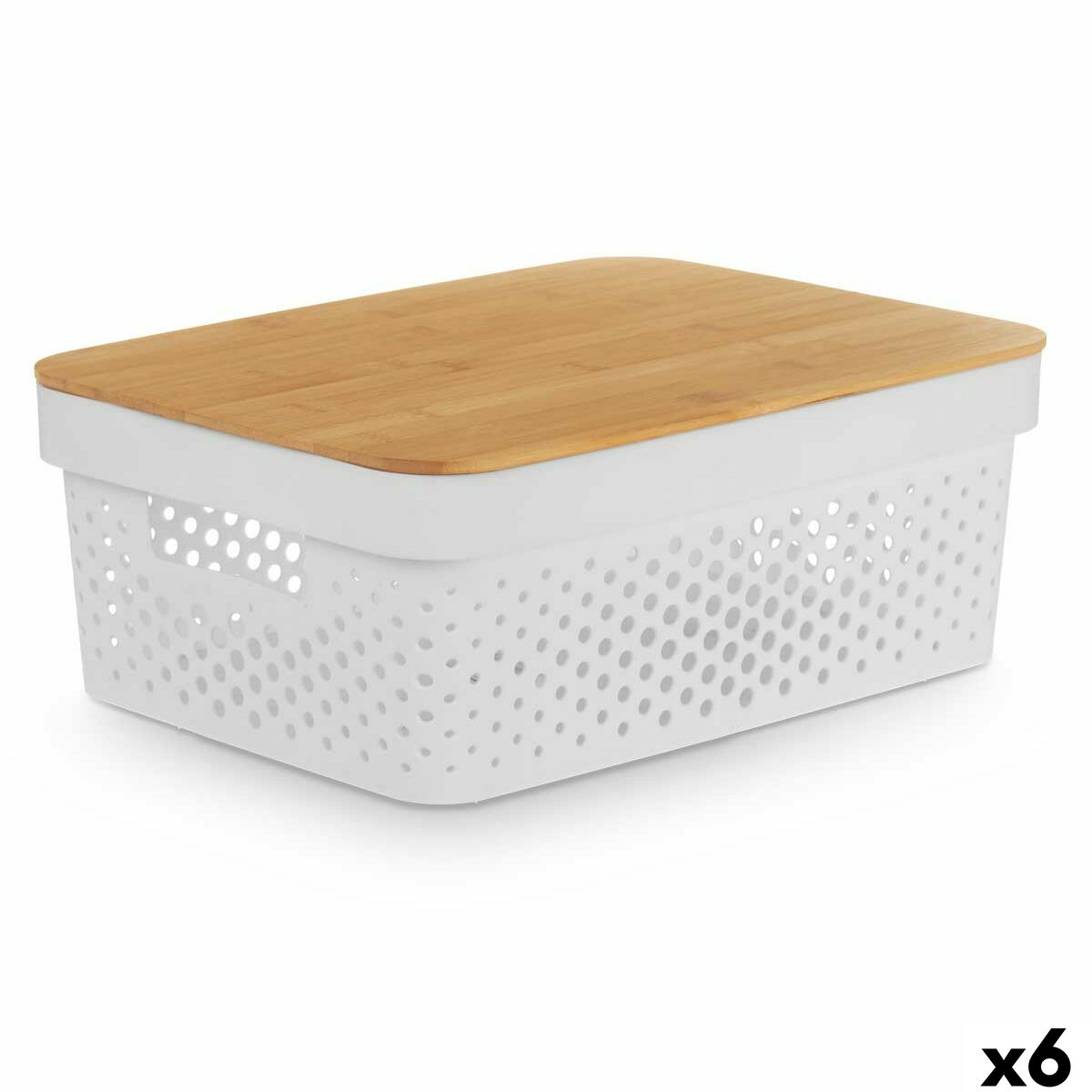 Caixa Multiusos Kinvara Branco Castanho Bambu Polipropileno (6 Unidades)