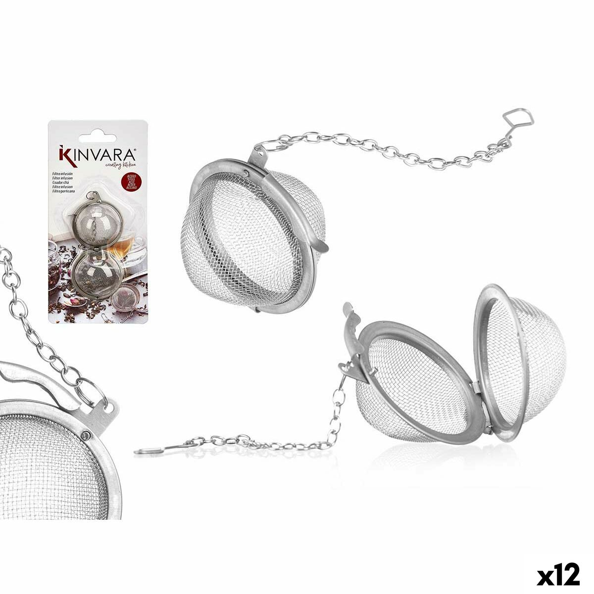 Infusor Kinvara Metal Aço inoxidável Aço 8,5 x 18 x 2,5 cm (12 Unidades)