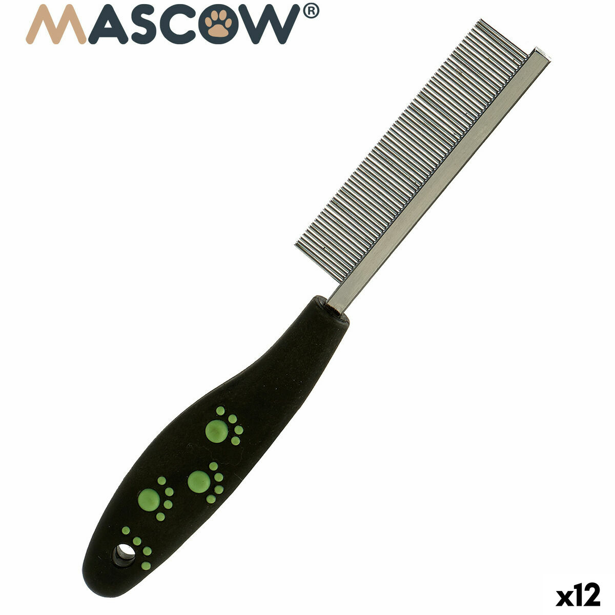 Pentear Mascow Preto Vermelho Verde Poliéster Aço 4 x 20,5 x 1,5 cm 12 Unidades