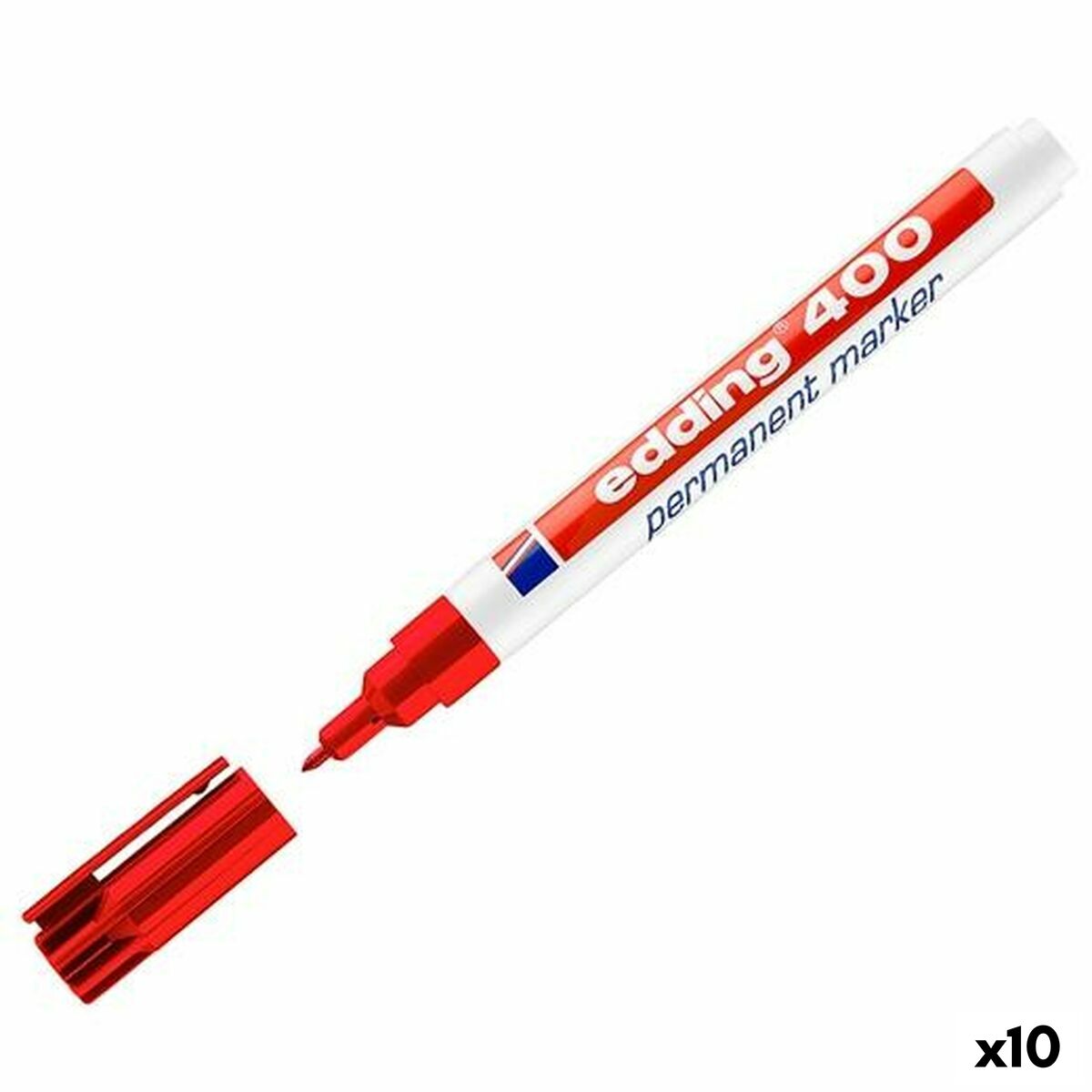 Rotulador permanente Edding 400-02 Vermelho 1 mm (10 Unidades)