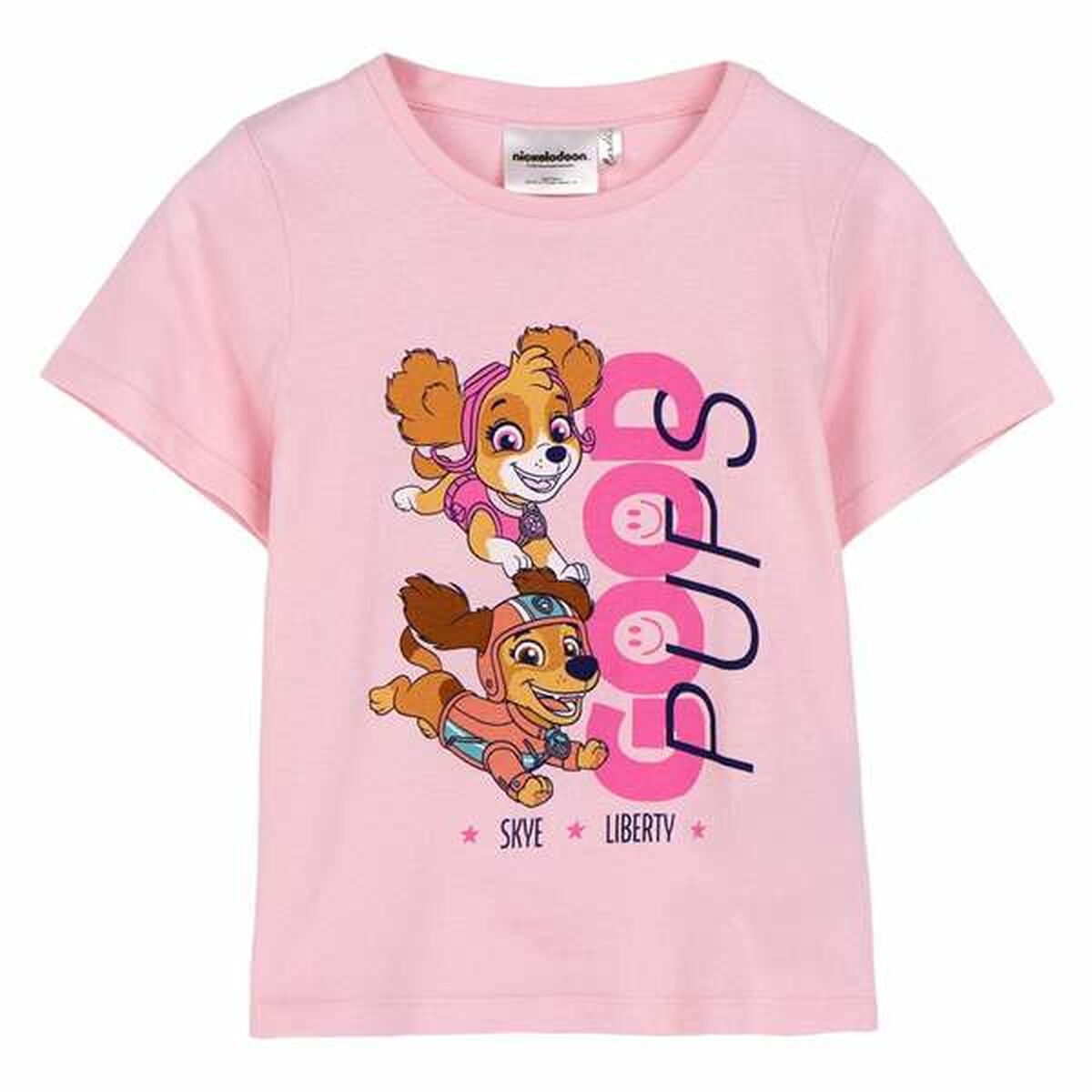 Camisola de Manga Curta Infantil The Paw Patrol Branco Cor de Rosa
