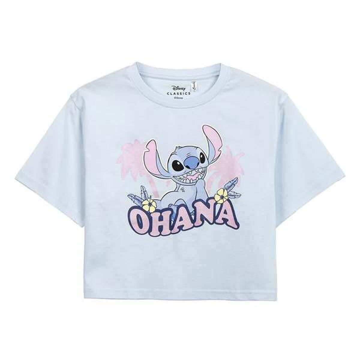 Camisola de Manga Curta Infantil Stitch Roxo Rosa Claro