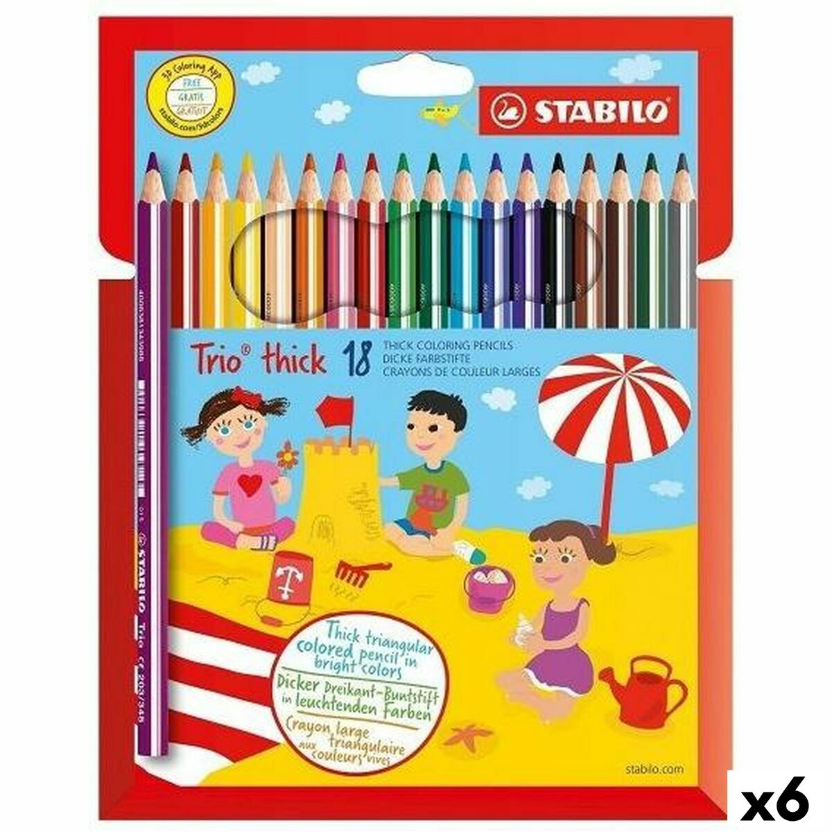 Lápis de cores Stabilo TRIO THICK Multicolor 18 Peças (6 Unidades)