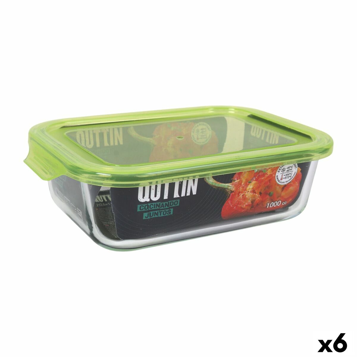 Lancheira Quttin Retangular 1L 22 x 15,5 x 6,5 cm (6 Unidades)