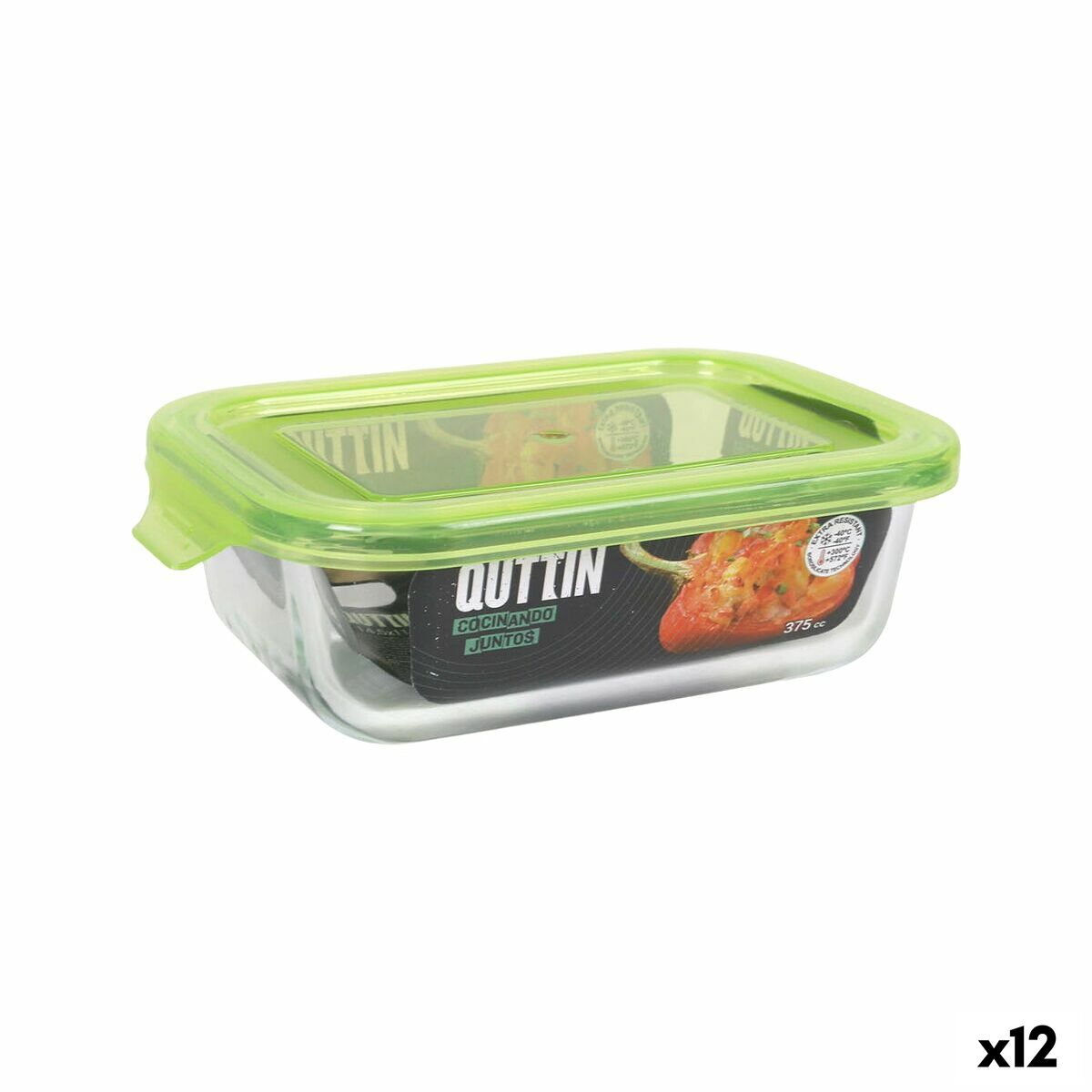 Lancheira Quttin Verde Retangular 375 ml 17 x 11 x 5 cm (12 Unidades)
