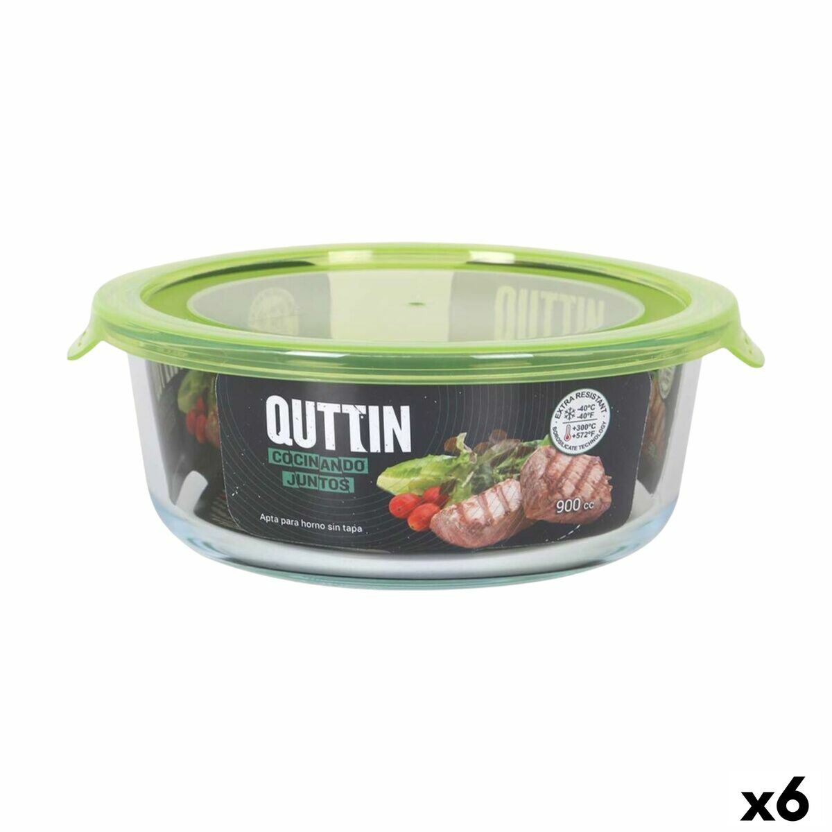 Lancheira Quttin Verde 900 ml 19 x 18 x 7 cm (6 Unidades)