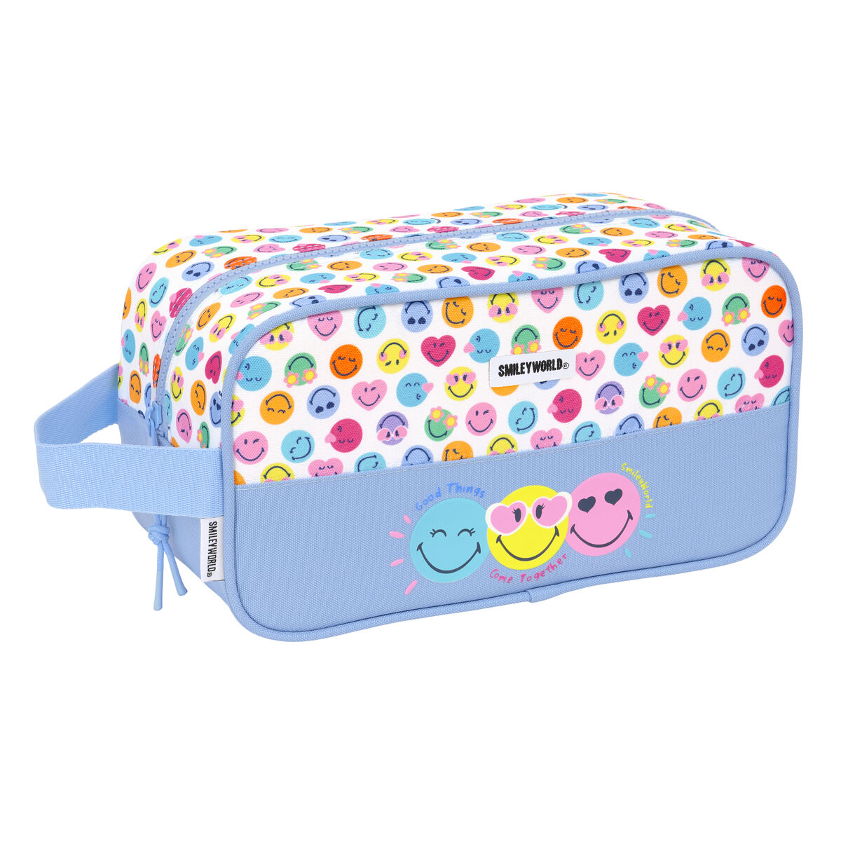 Bolsa para Sapatos de Viagem Smiley Joyful Multicolor Azul Claro 29 x 15 x 14 cm