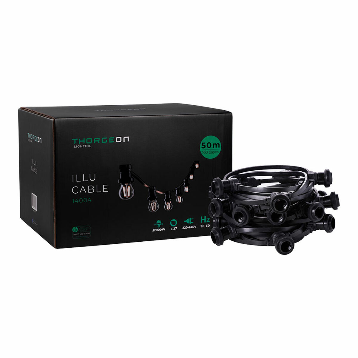 Corda de luz Thorgeon Preto 2000 W 100