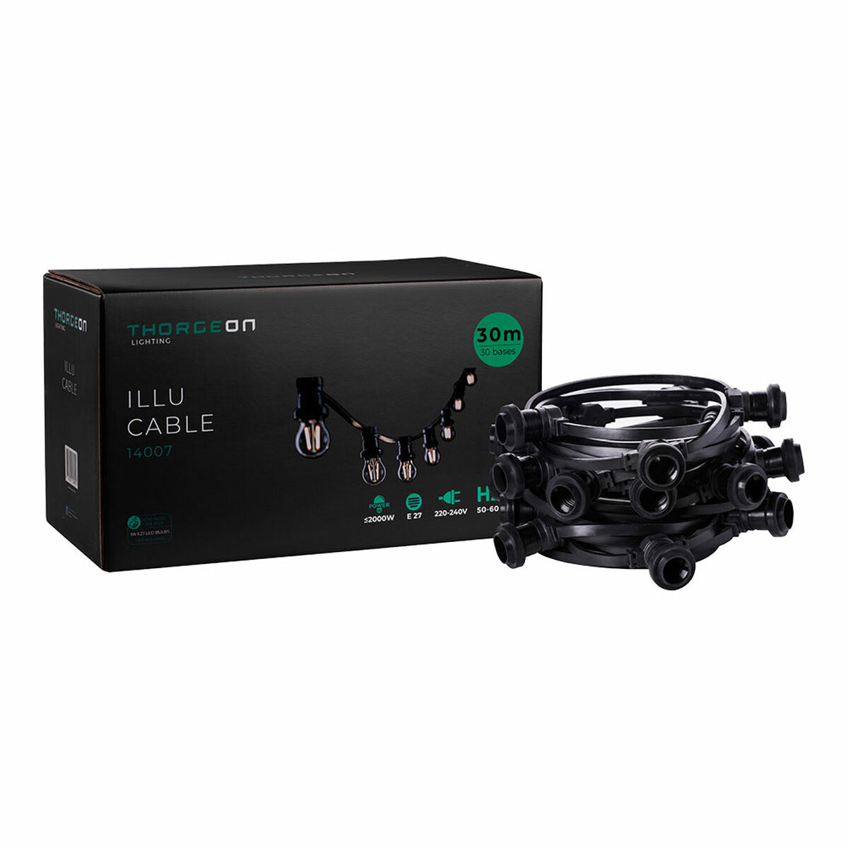 Corda de luz Thorgeon Preto 2000 W 30 m 30