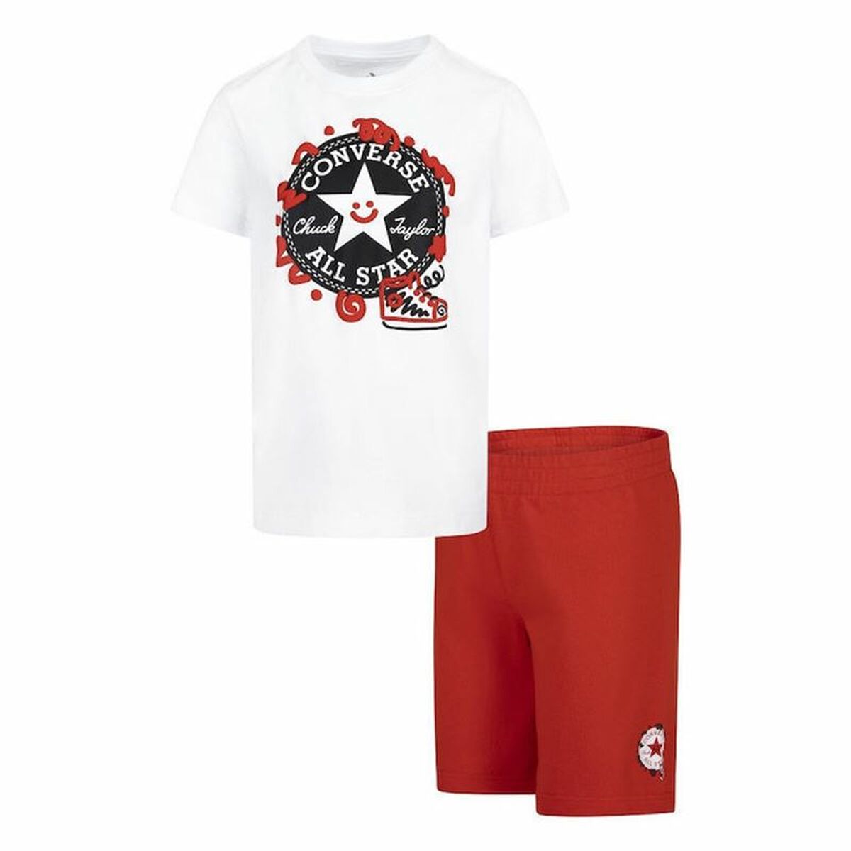 Conjunto Desportivo para Crianças Converse Squiggle S/Se+Ft Branco Vermelho 2 Peças
