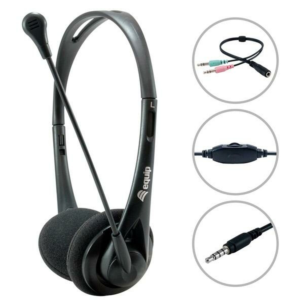 Auriculares Equip Chat Headset Preto 2 m