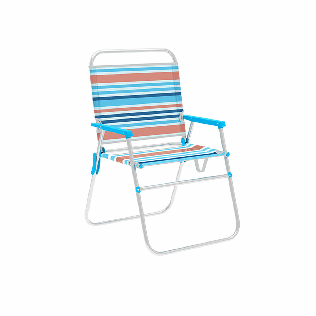 Marbueno Silla Plegável Alumínio Listras Laranja e Azul Praia Piscina 52X56X80 cm