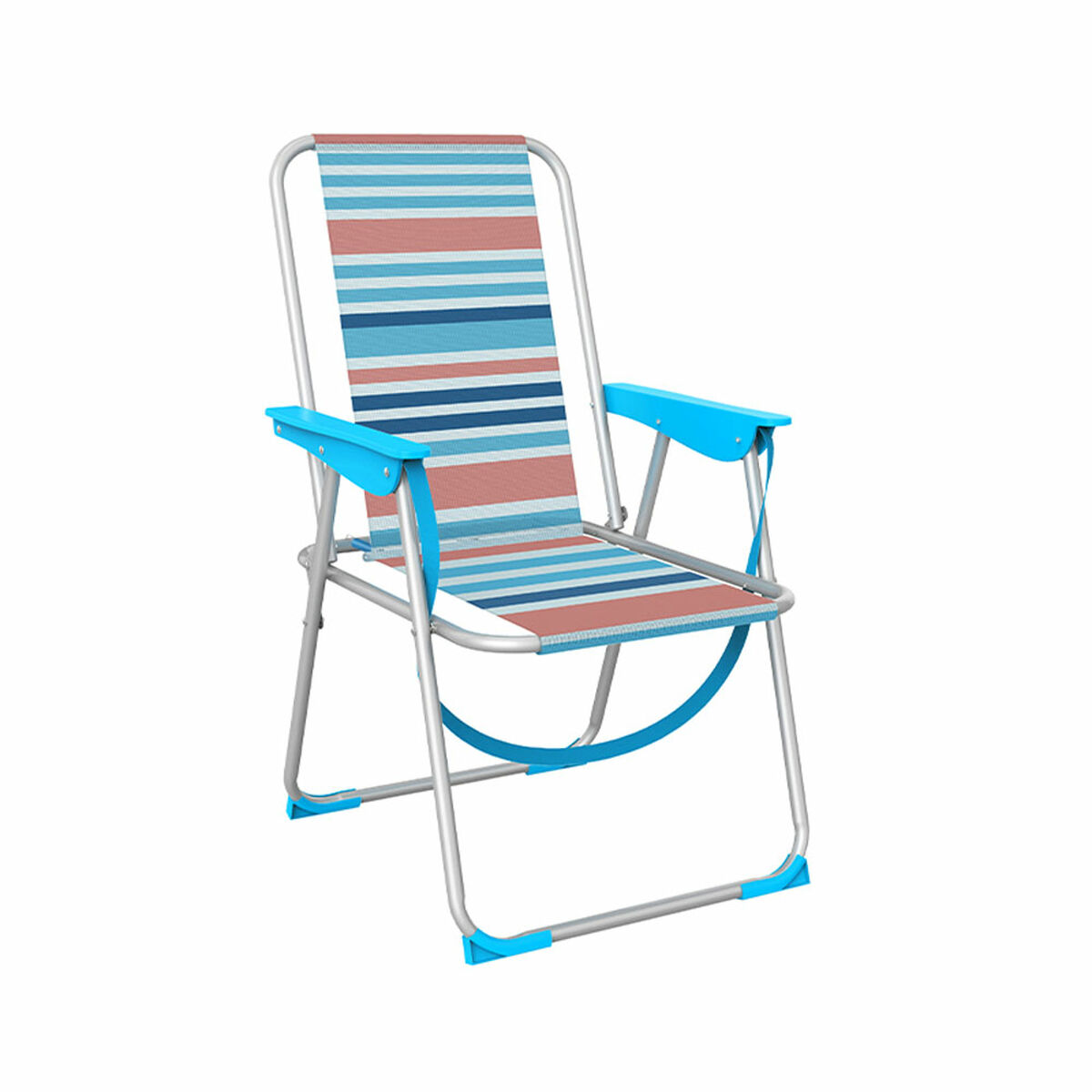 Marbueno Silla Plegável Alumínio Listras Laranja e Azul Praia Piscina 53X56X78 cm