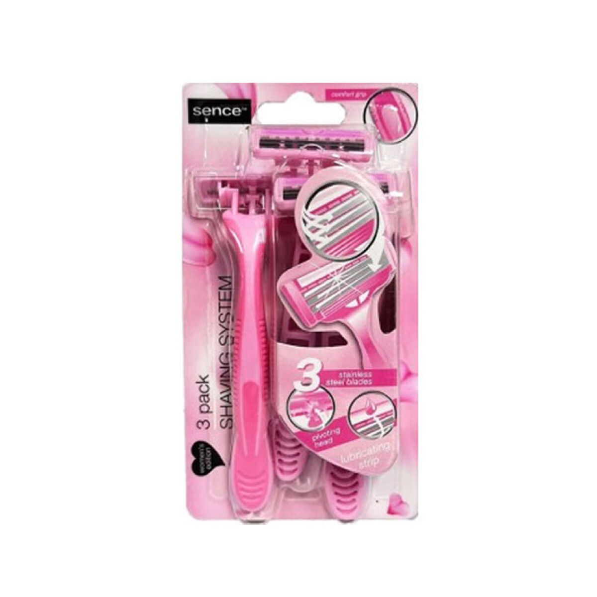 Máquinas de Barbear Descartáveis Sence Cor de Rosa (3 Unidades)