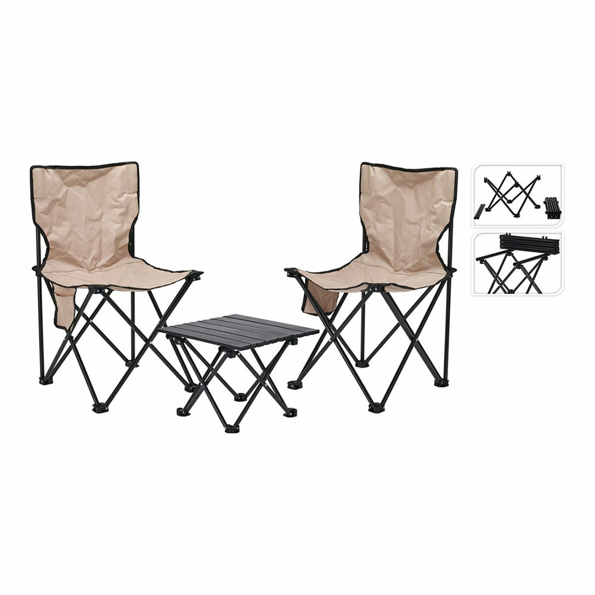 Conjunto de mesa com 2 cadeiras Lifetime Preto Creme