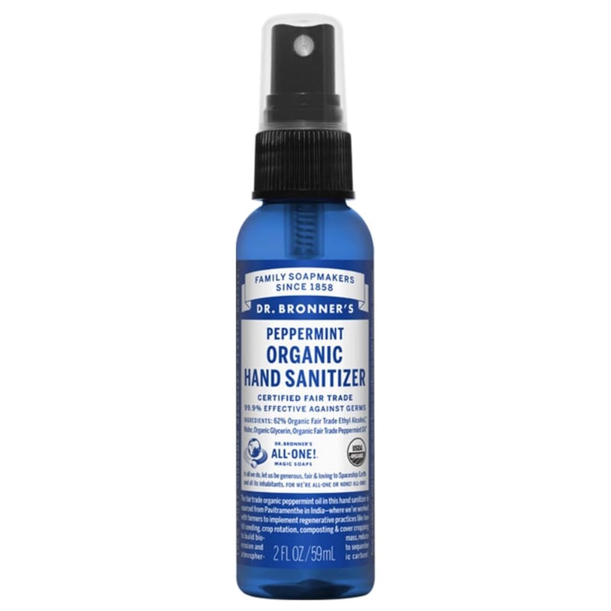 Loção de limpeza para as mãos Dr Bronner's Peppermint 60 ml