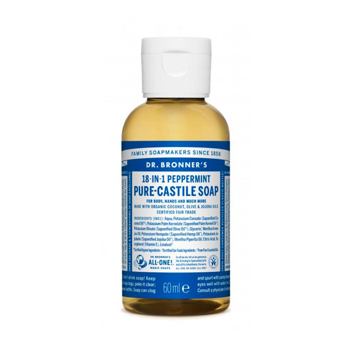 Sabonete Líquido Dr Bronner's 18 in 1 Peppermint 60 ml
