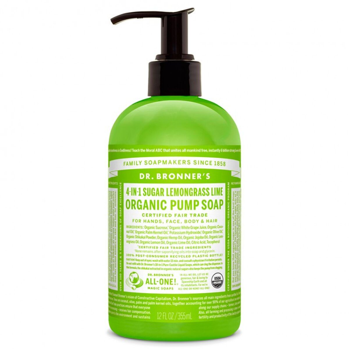 Sabonete de Mãos Dr Bronner's 4 in 1 Lemongrass Lime 355 ml