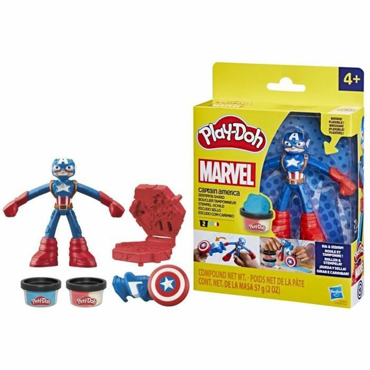 Jogo de Plasticina Play-Doh Capitán América Set Stamper Shield Multicolor