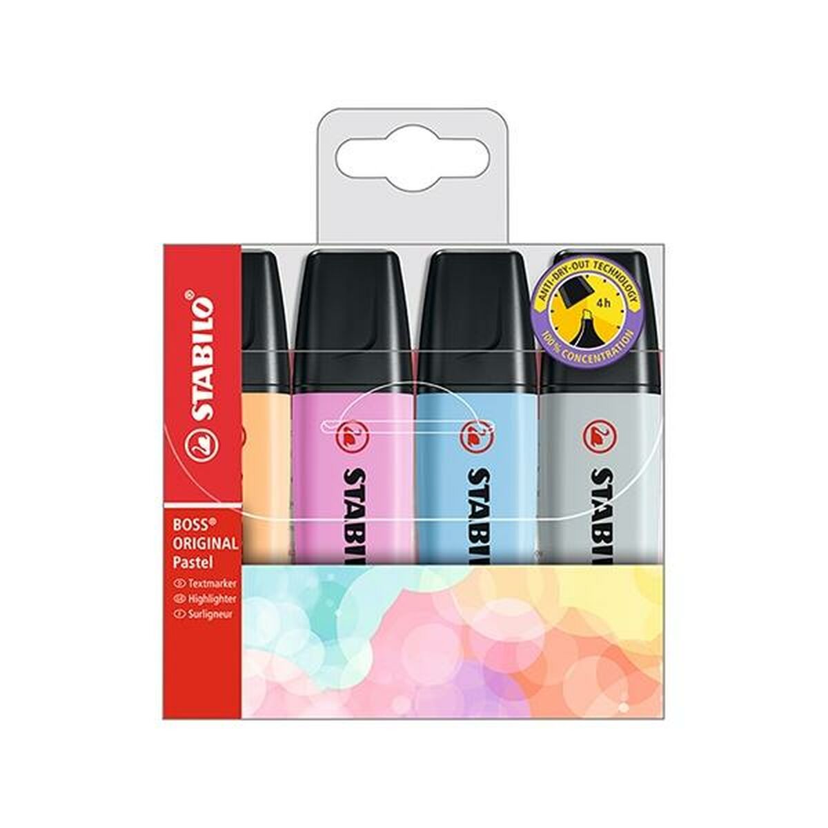 Conjunto de Marcadores Fluorescentes Stabilo Boss Original Pastel Multicolor (4 Unidades)