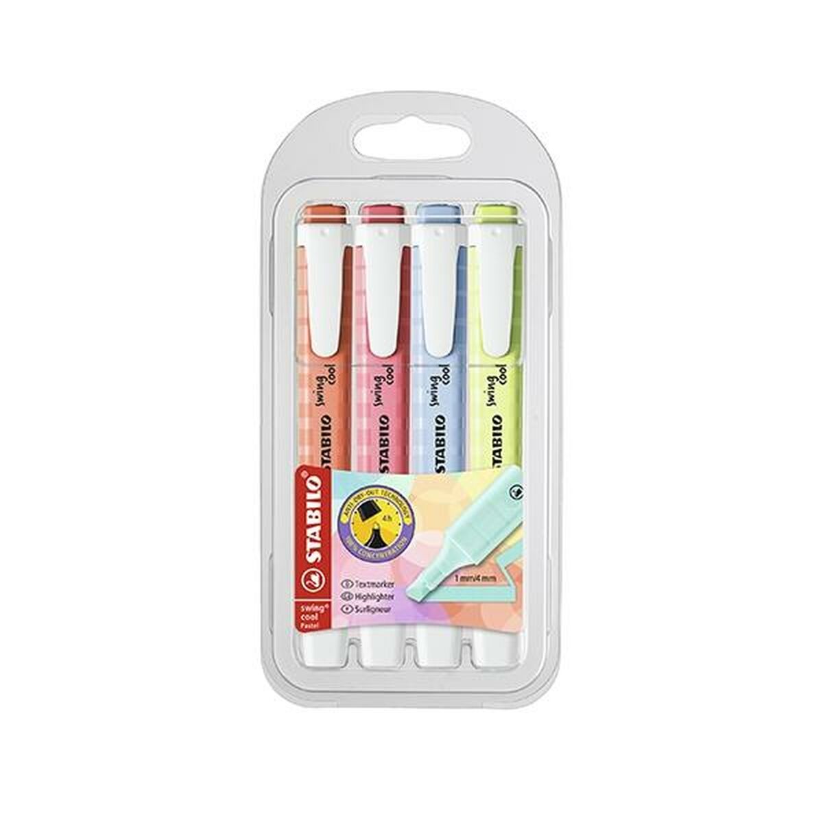 Marcador Fuorescente Stabilo swing cool Pastell Multicolor (4 Unidades)