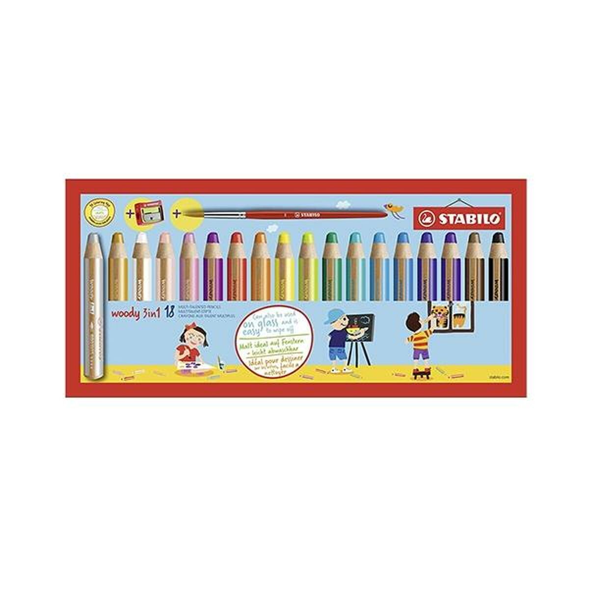 Lápis de cores Stabilo Woody 3 in 1 Multicolor