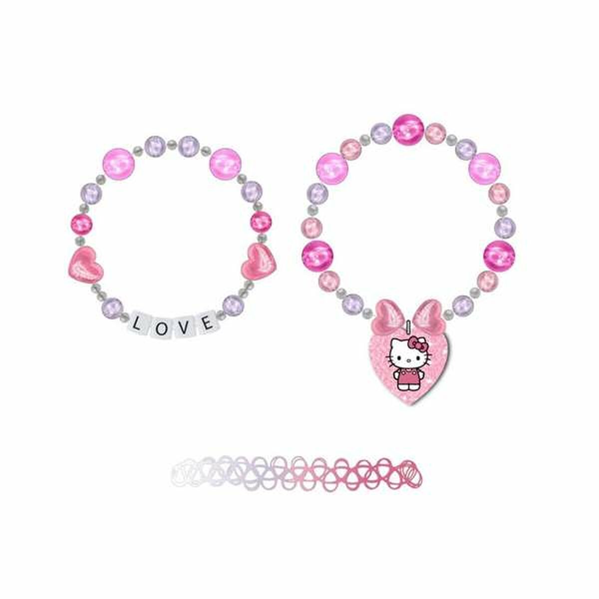 Pulseira de Menina Hello Kitty Fúcsia 3 Peças