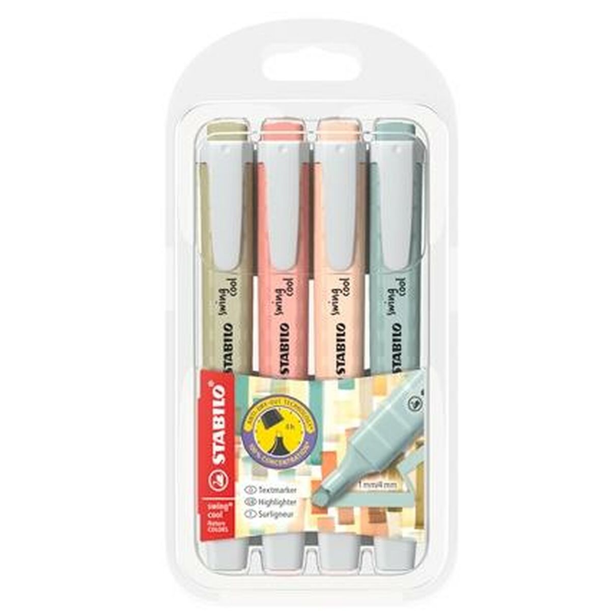 Conjunto de Marcadores Fluorescentes Stabilo Flash Multicolor 4 Peças