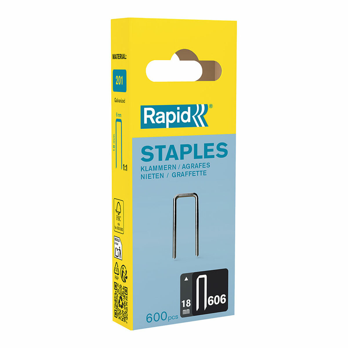 Grampos Rapid 606 18 mm Galvanizado (600 Unidades)
