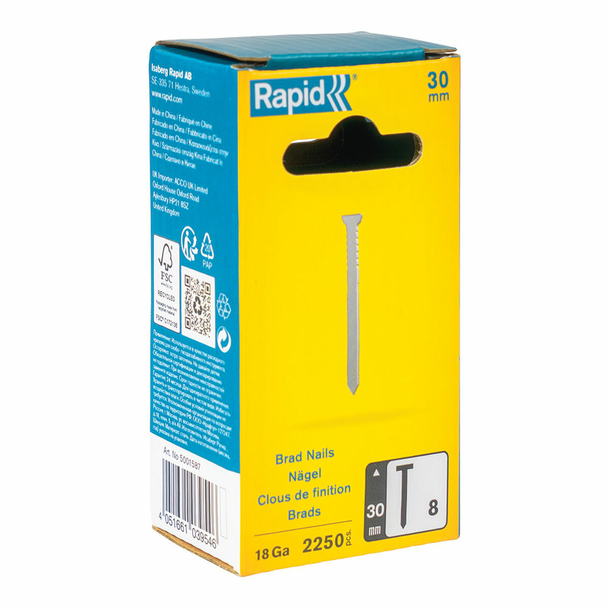 Pregos Rapid 18ga 30 mm Galvanizado (2250 Unidades)