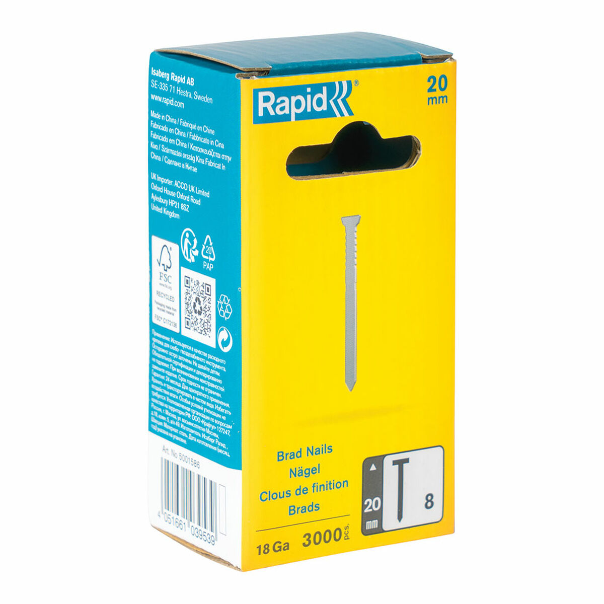 Pregos Rapid 18ga 20 mm Galvanizado (3000 Unidades)