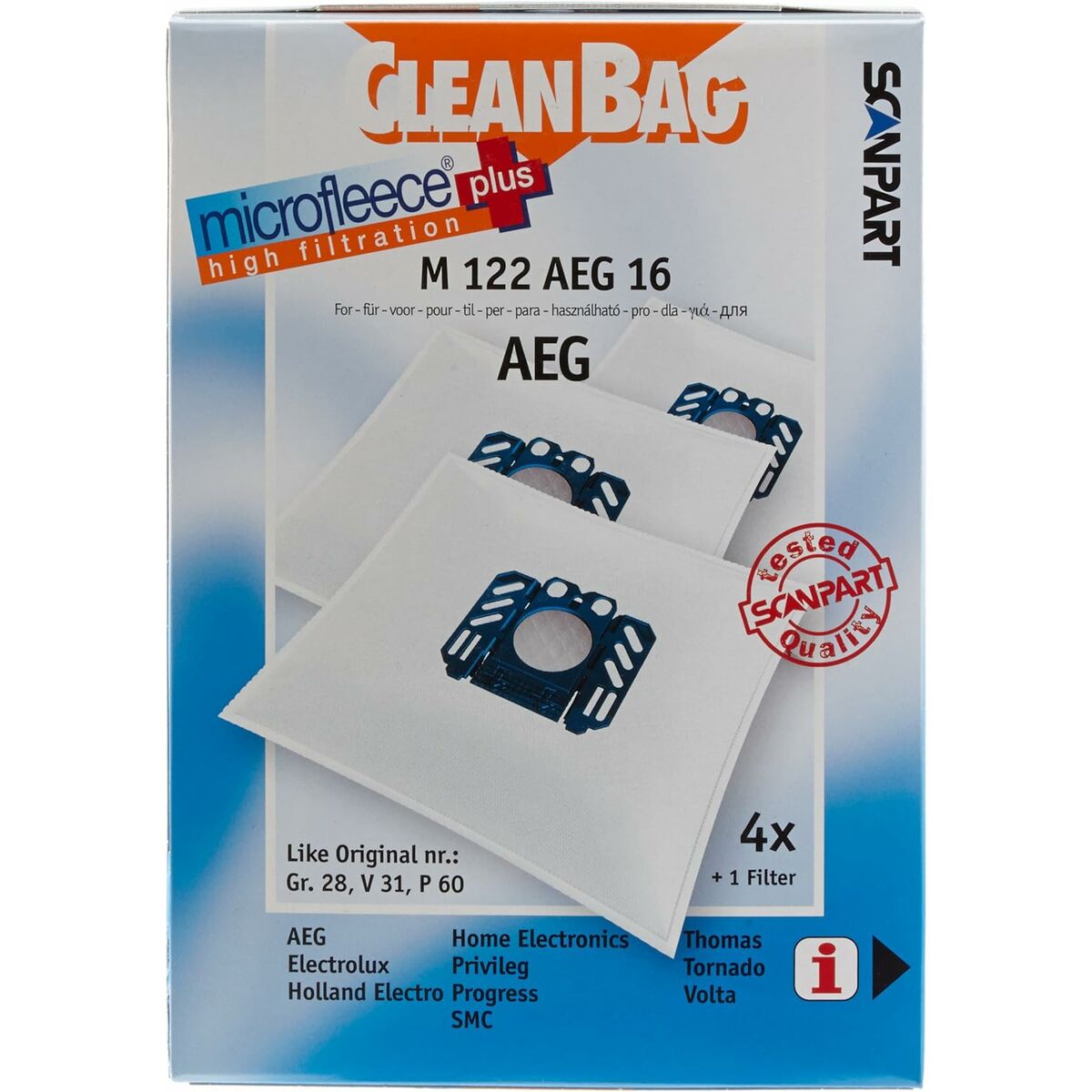 Bolsa Sobresselente para Aspirador Scanpart M 122 AEG 16 AEG ELECTROLUX