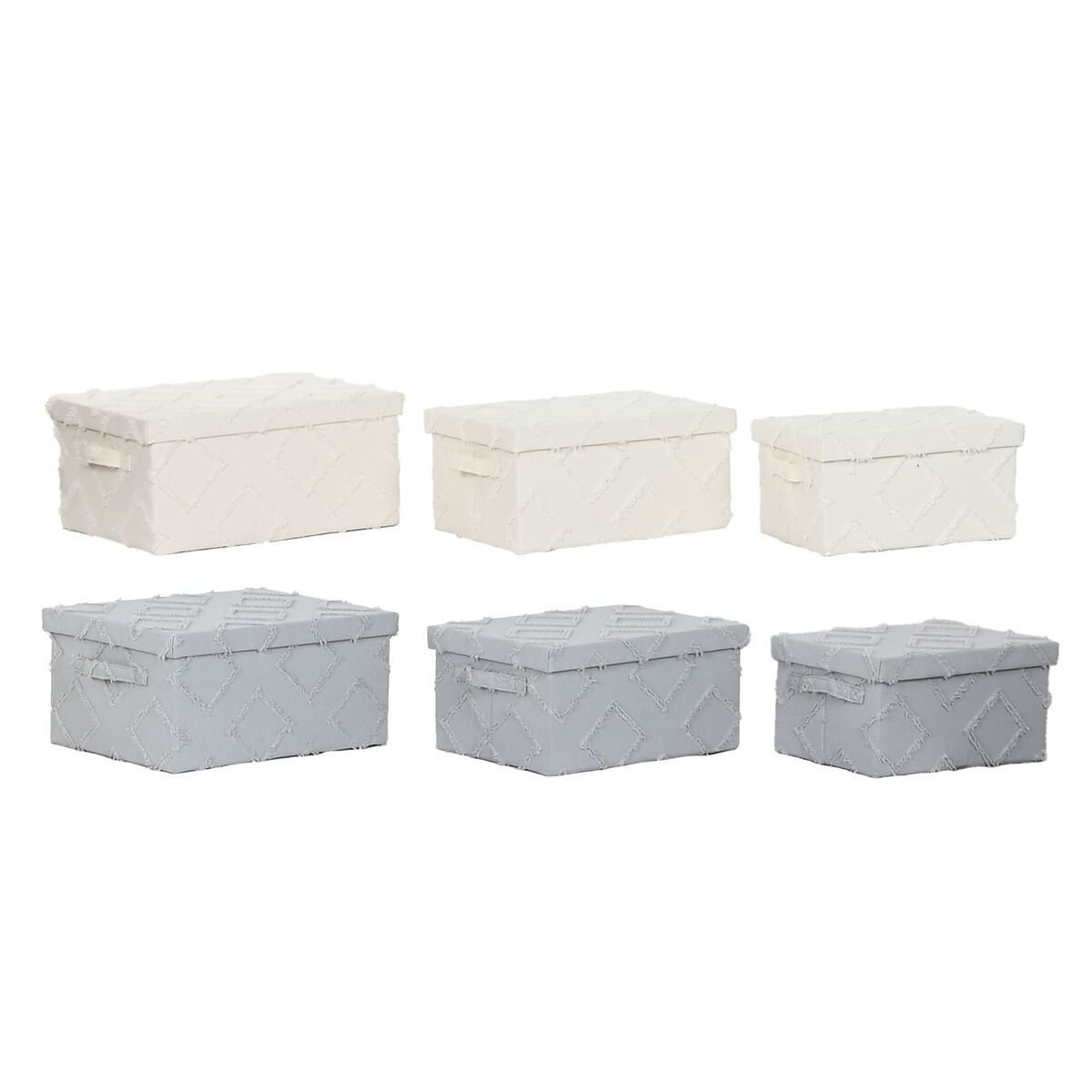 Jogo de Caixas Decorativas Home ESPRIT Cinzento Creme 40 x 30 x 20 cm 3 Peças (2 Unidades)
