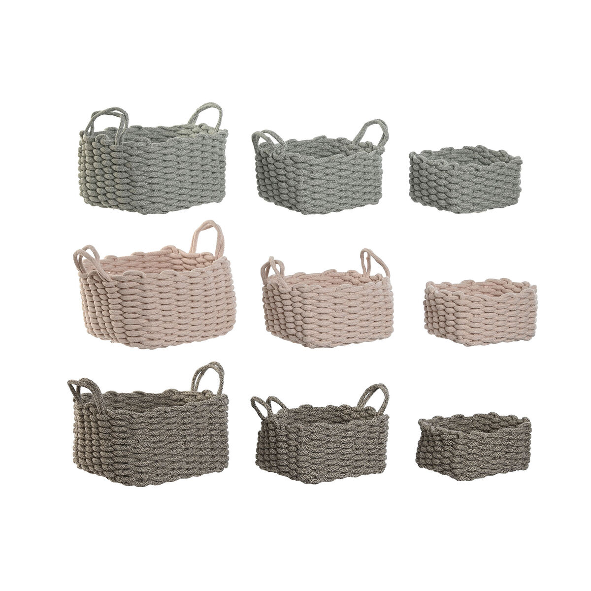Conjunto de Cestas Home ESPRIT Corda 28 x 28 x 18 cm