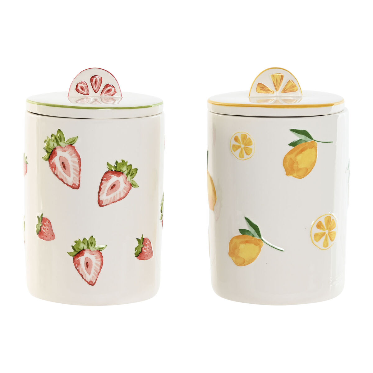 Bote Home ESPRIT Amarelo Vermelho Verde Moderno Fruta (2 Unidades)