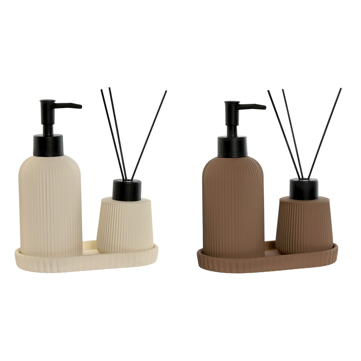 Conjunto de Banho Home ESPRIT Creme Terracota ABS Dolomite 17 x 9 x 2 cm 3 Peças (2 Unidades)