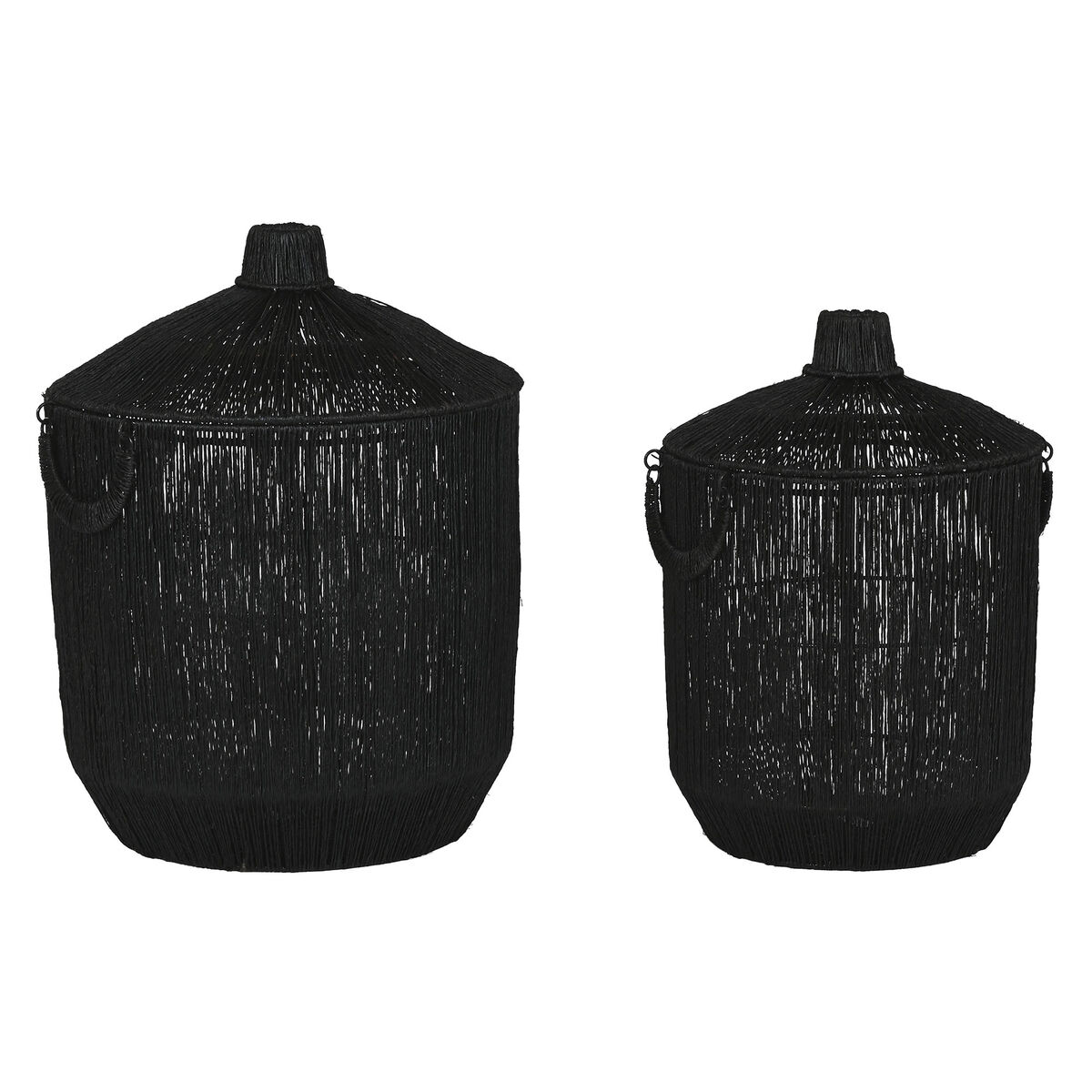 Conjunto de Cestas Home ESPRIT Preto Juta Metal (2 Peças)