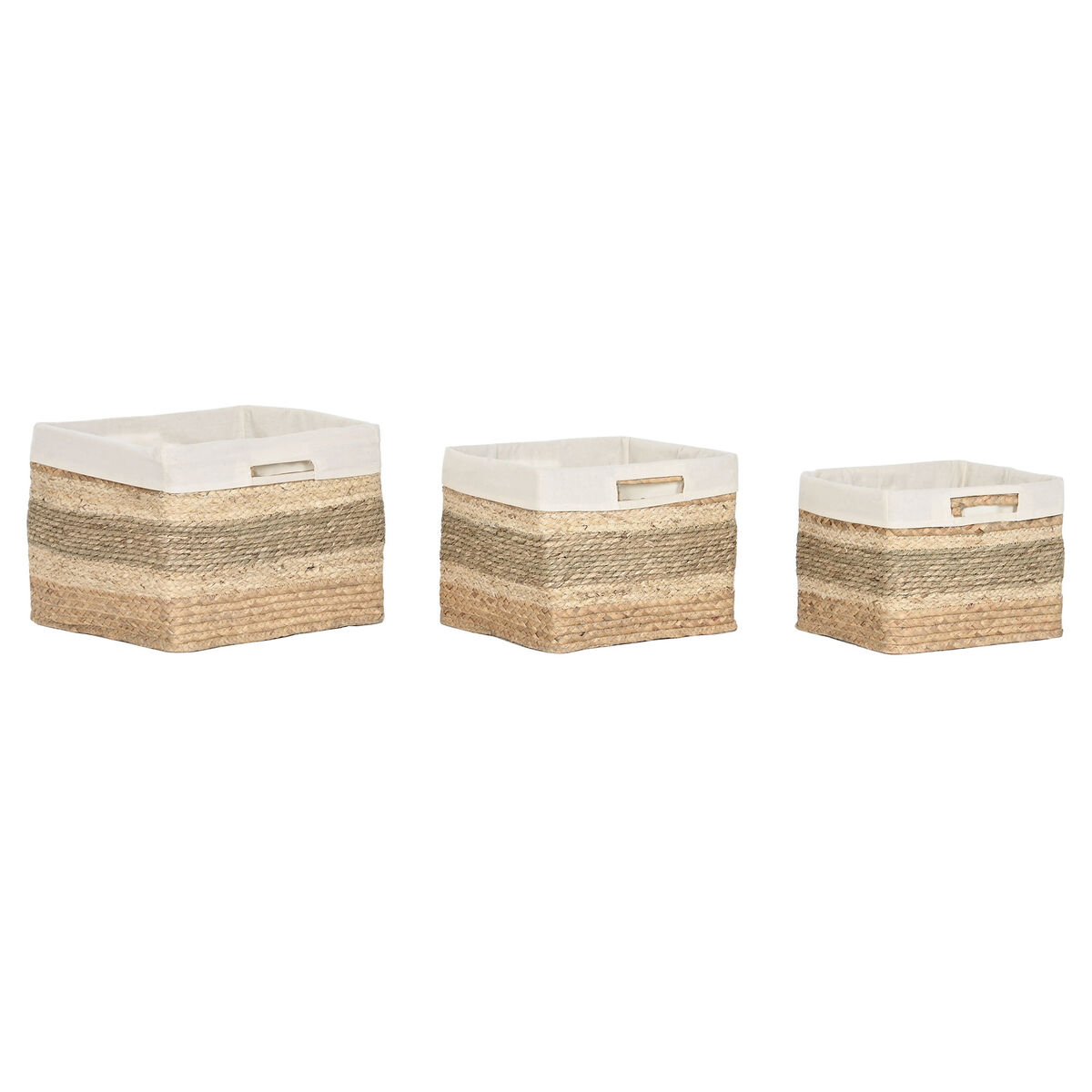 Conjunto de Cestas Home ESPRIT Natural Zostera marina Tropical 40 x 33 x 28 cm 3 Peças