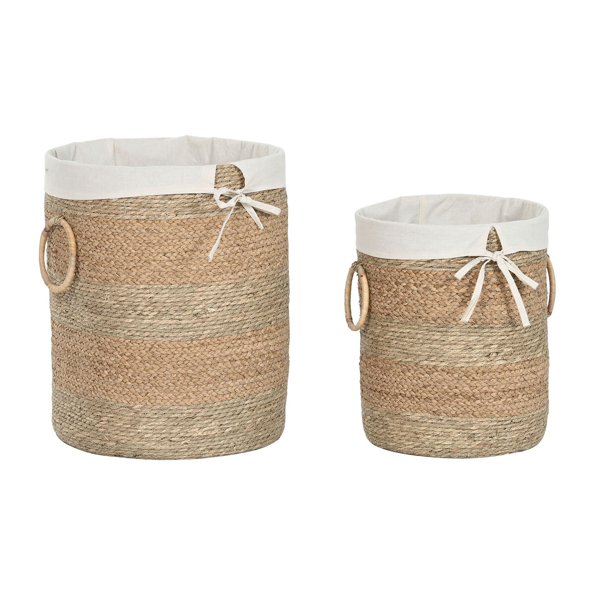 Conjunto de Cestas Home ESPRIT Creme Natural Zostera marina (2 Peças)