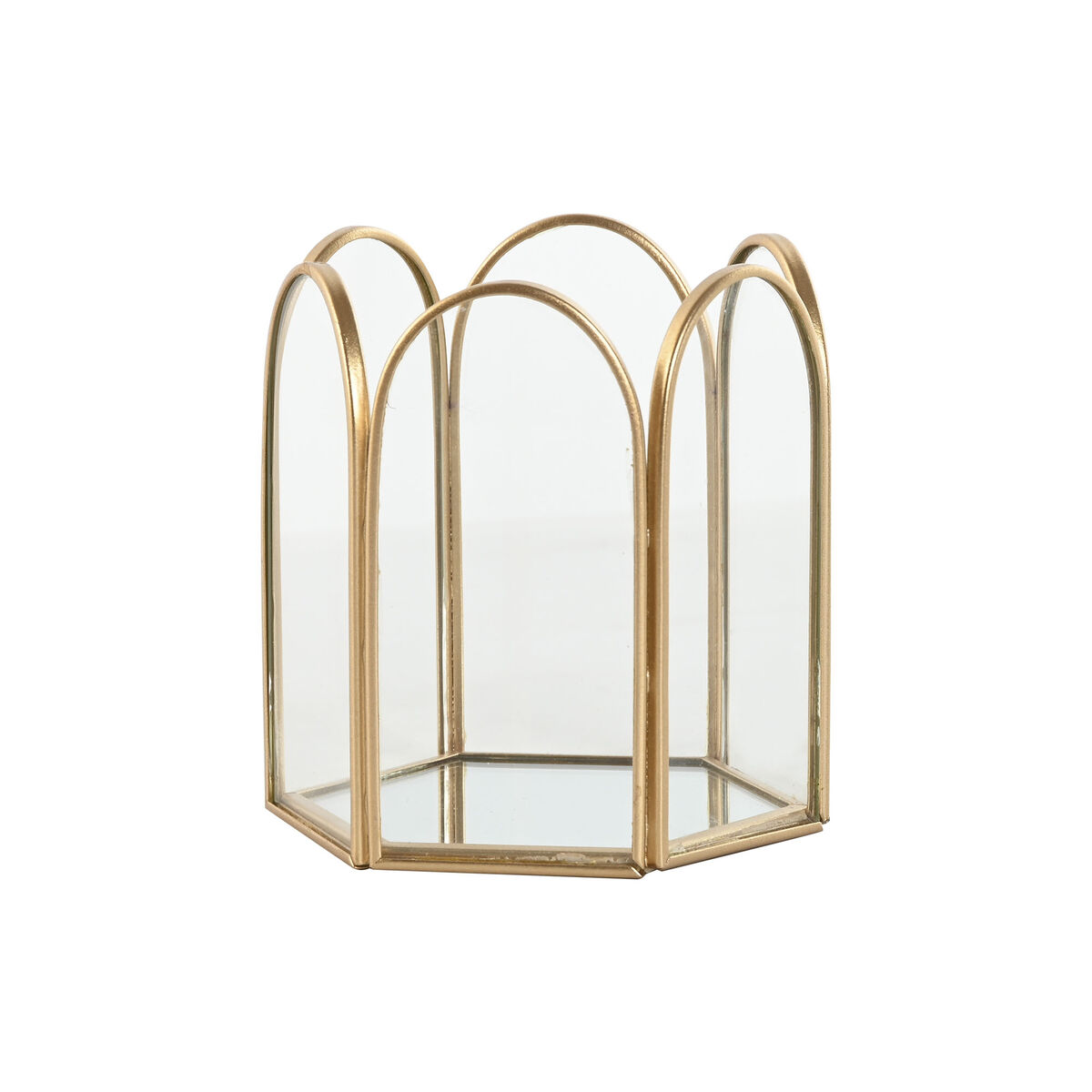 Guarda-Joias Home ESPRIT Dourado Metal Cristal 9,2 X 8,2 X 9,5 cm