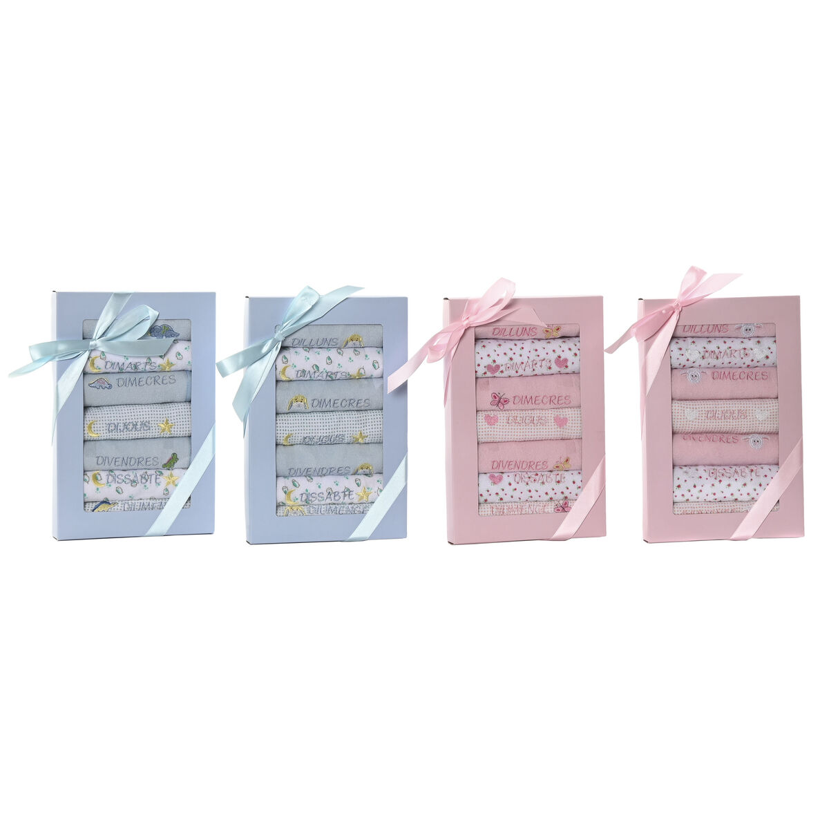 Conjunto de Babetes Home ESPRIT Cor de Rosa Azul celeste Algodão 19 x 29 x 3 cm (4 Unidades)