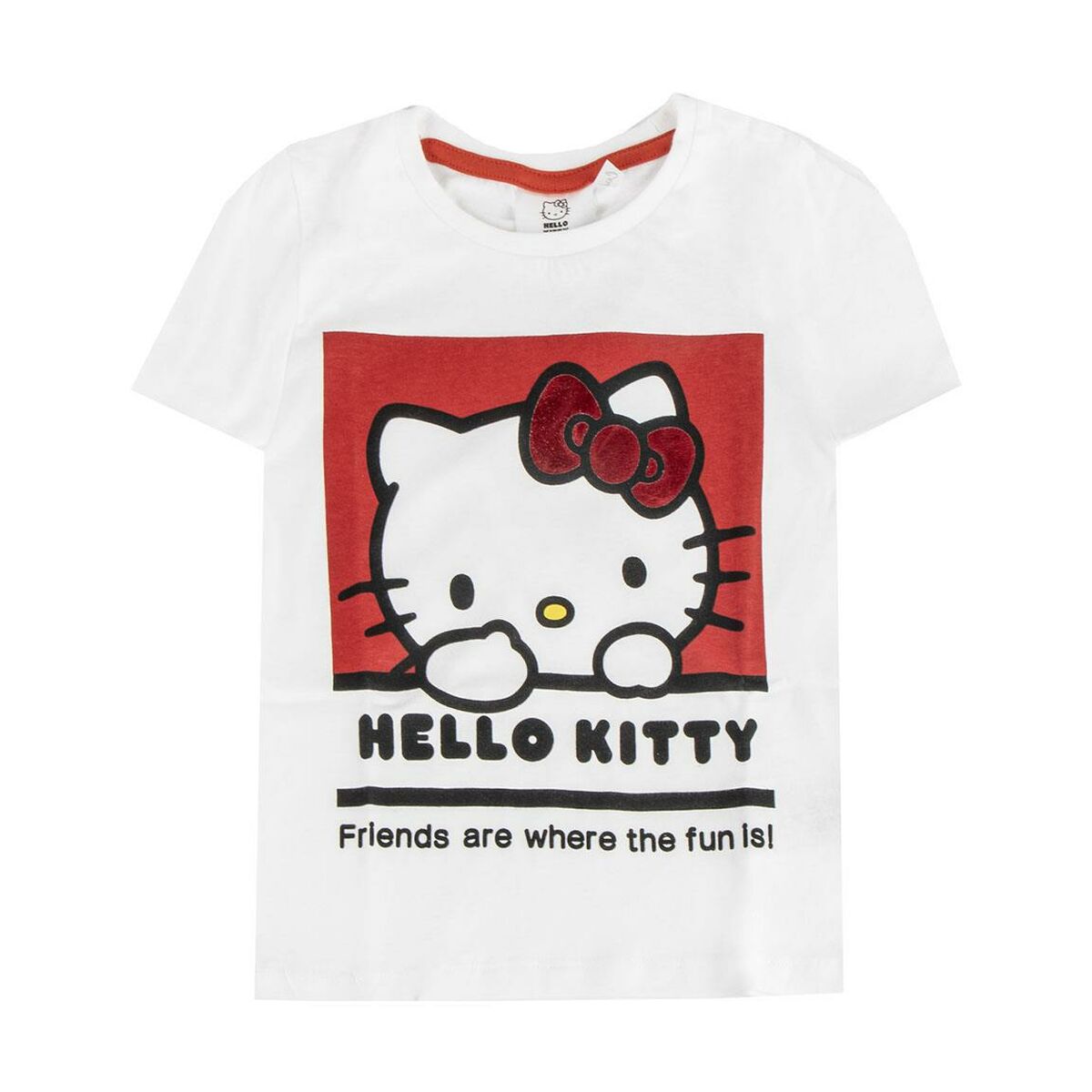 Camisola de Manga Curta Infantil Hello Kitty Branco