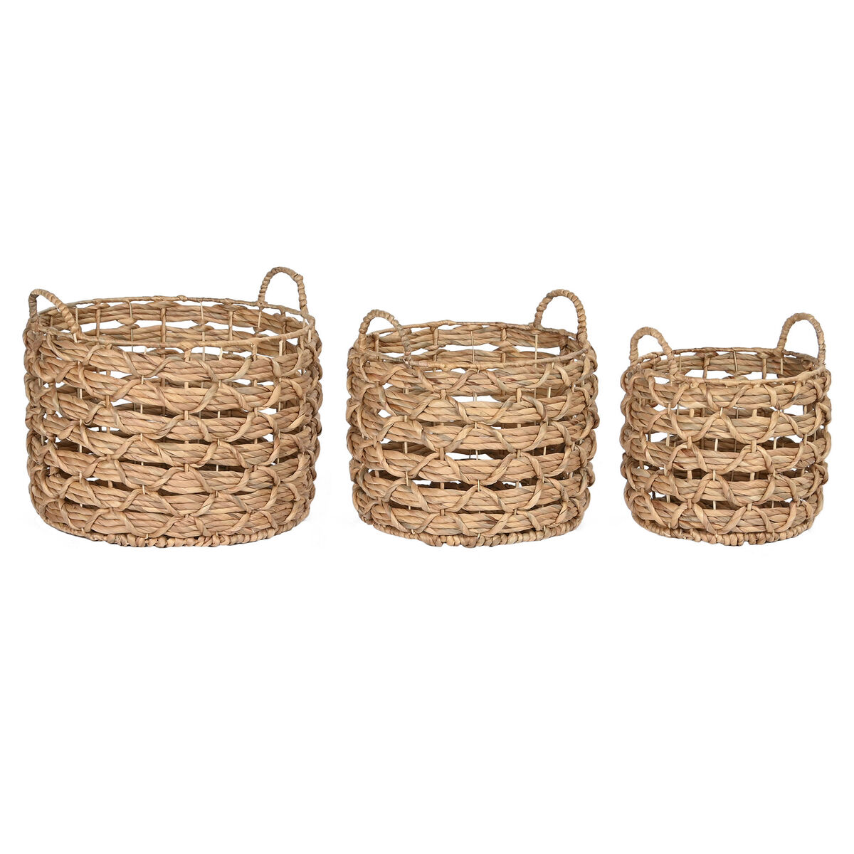 Conjunto de Cestas Home ESPRIT Natural Metal Jacinto-de-água (3 Peças)