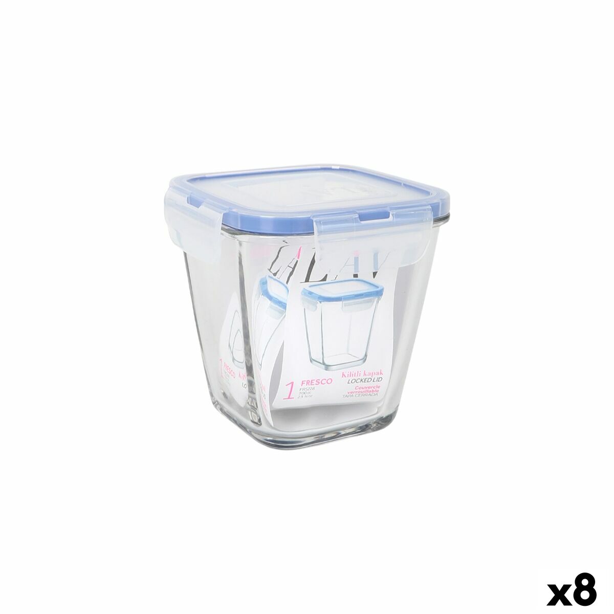 Lancheira Hermética LAV Azul Transparente 700 ml (8 Unidades)